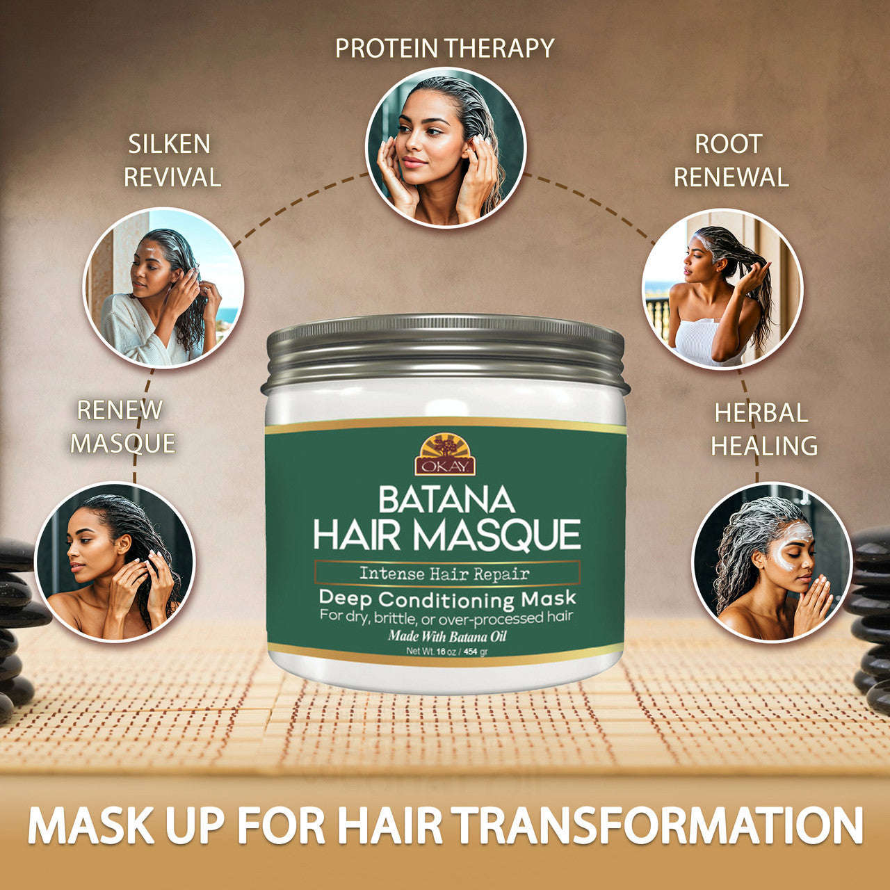 OKAY Batana Hair Masque – 16 oz | Intense Hair Repair Deep Conditioning Mask with Batana Oil