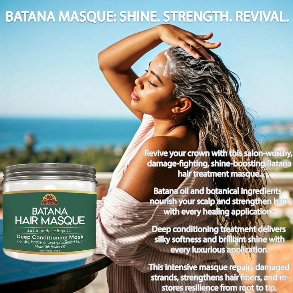 OKAY Batana Hair Masque – 16 oz | Intense Hair Repair Deep Conditioning Mask with Batana Oil