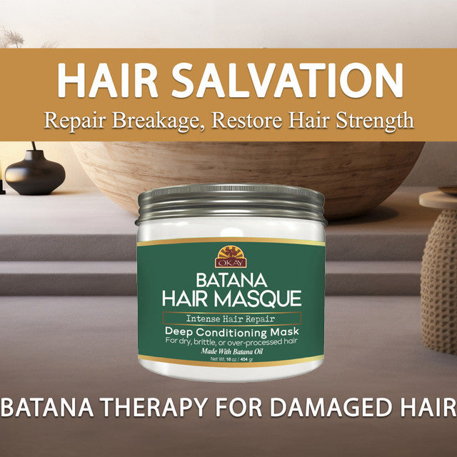OKAY Batana Hair Masque – 16 oz | Intense Hair Repair Deep Conditioning Mask with Batana Oil