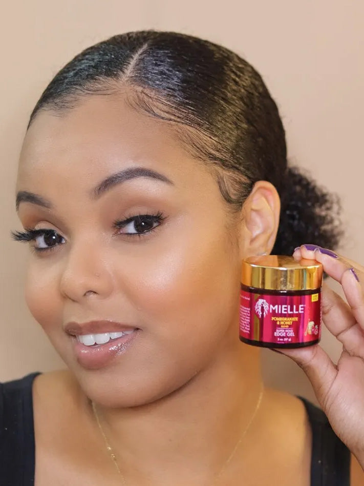 Mielle Pomegranate & Honey Edge Gel 2 oz, Super Hold Styling Gel for Smooth & Defined Edges