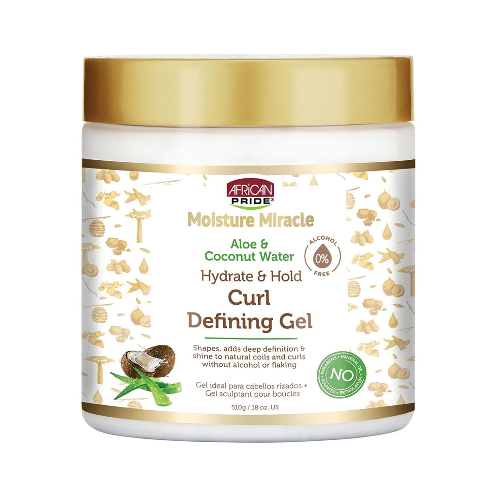 African Pride Moisture Miracle Aloe & Coconut Water Curl Defining Gel 18oz – Hydrate & Hold