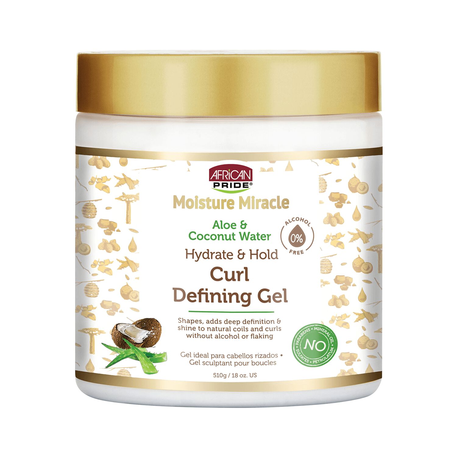 African Pride Moisture Miracle Aloe and Coconut Water Hydrate & Hold Curl Defining Gel 18 oz