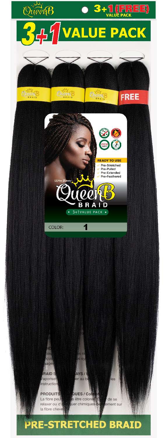Queen B Synthetic Pre‑Stretched Braiding Hair 4X – 50 Inch
