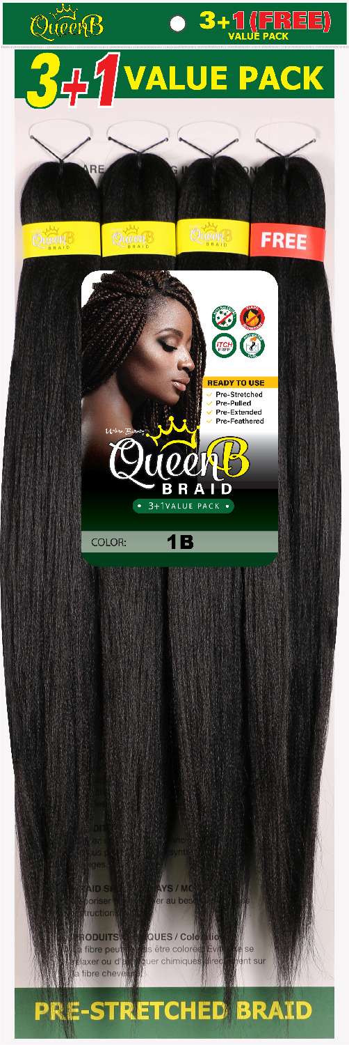 Queen B Synthetic Pre‑Stretched Braiding Hair 4X – 50 Inch