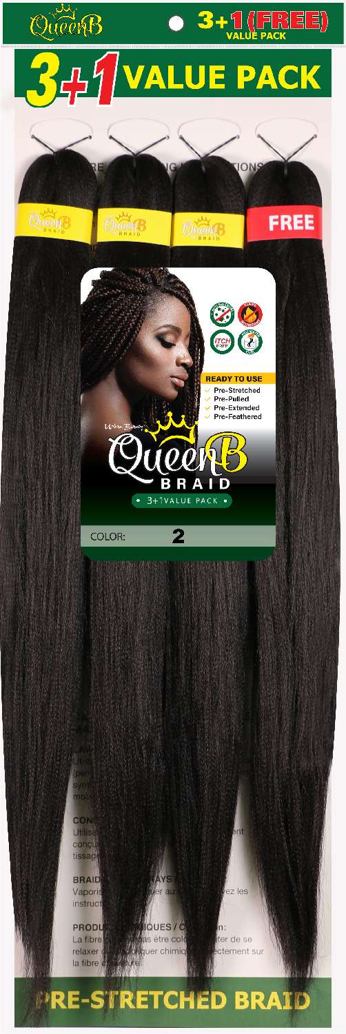 Queen B Synthetic Pre‑Stretched Braiding Hair 4X – 50 Inch