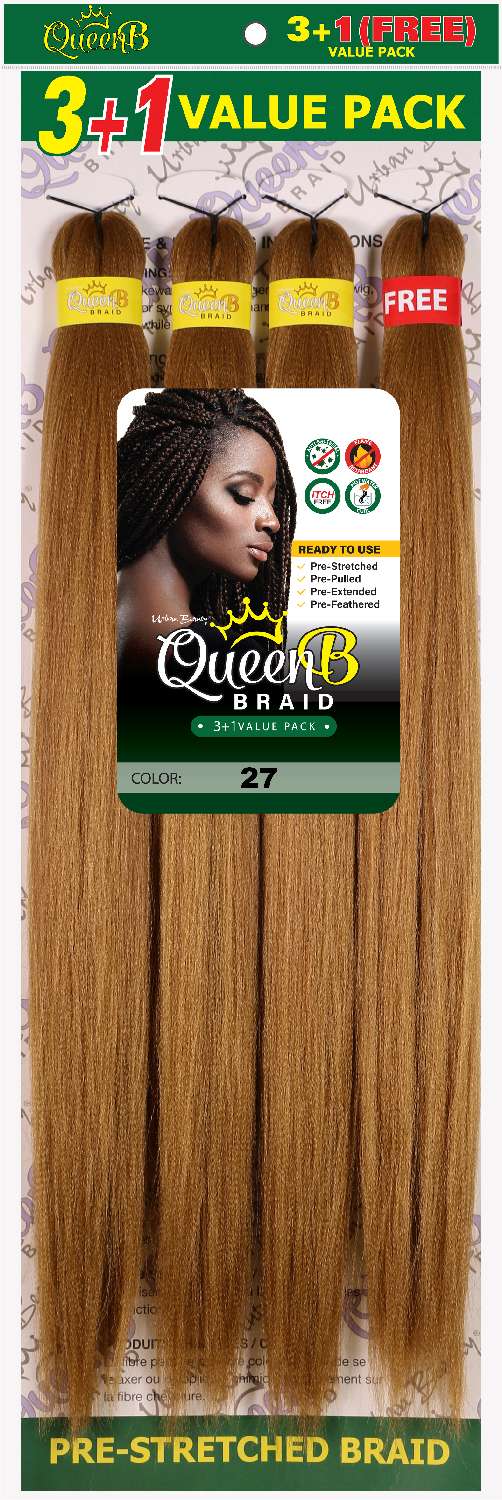 Queen B Synthetic Pre‑Stretched Braiding Hair 4X – 50 Inch