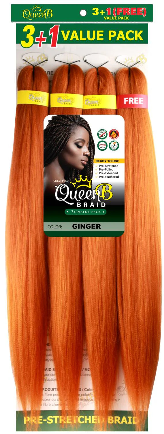Queen B Synthetic Pre‑Stretched Braiding Hair 4X – 50 Inch