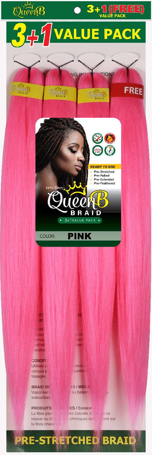 Queen B Synthetic Pre‑Stretched Braiding Hair 4X – 50 Inch