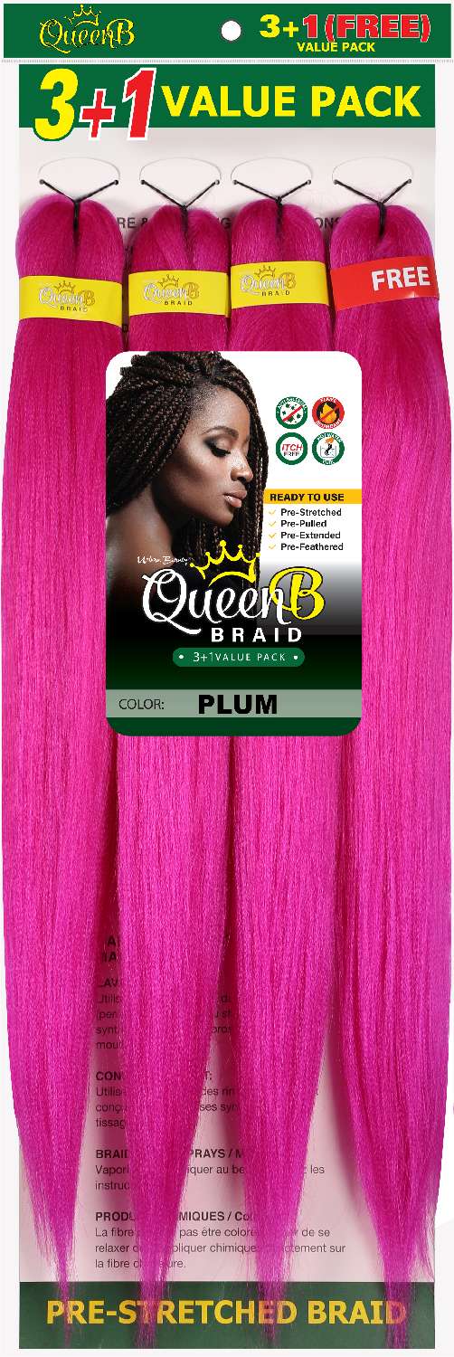 Queen B Synthetic Pre‑Stretched Braiding Hair 4X – 50 Inch