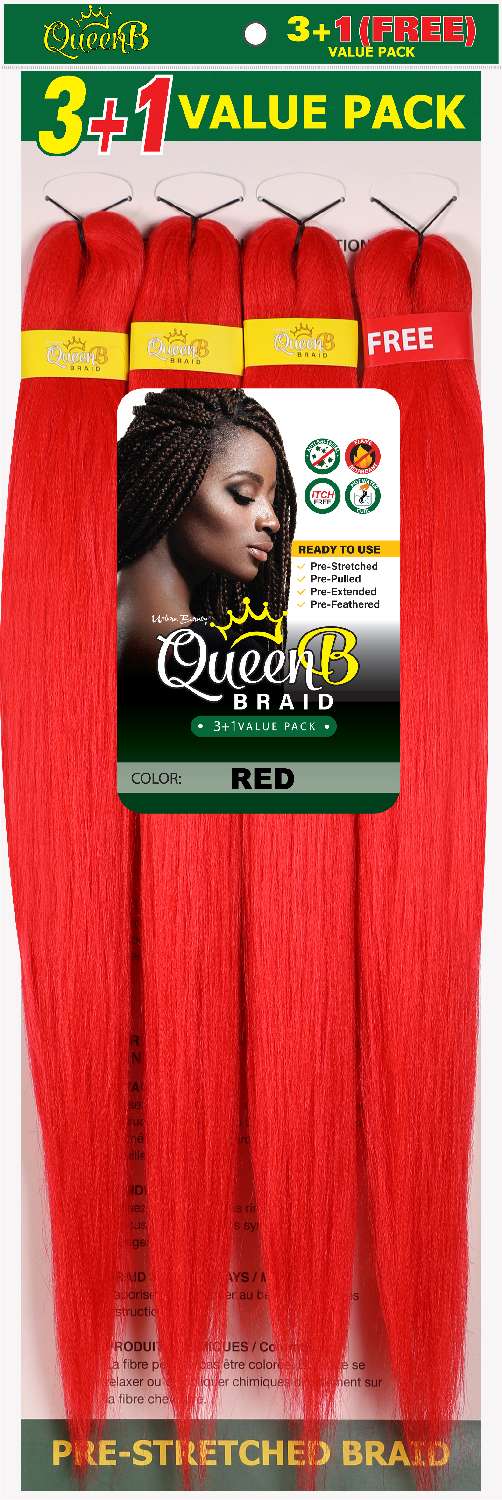 Queen B Synthetic Pre‑Stretched Braiding Hair 4X – 50 Inch