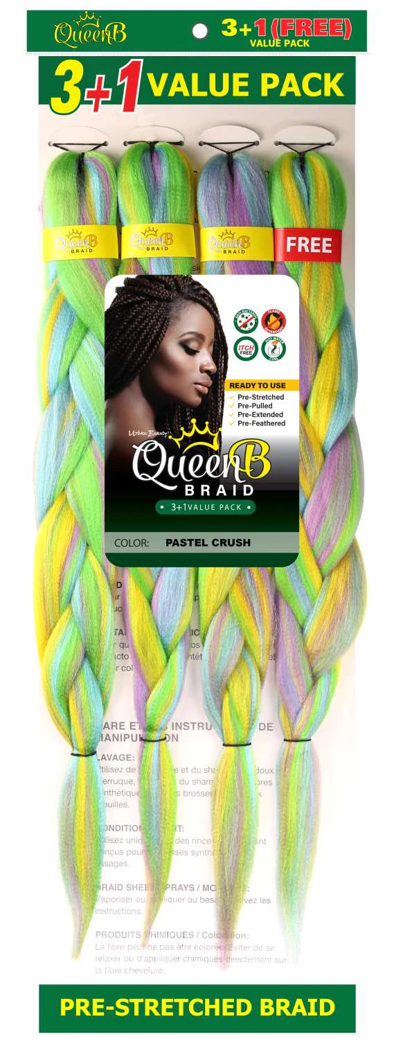 Queen B Synthetic Pre‑Stretched Braiding Hair 4X – 50 Inch