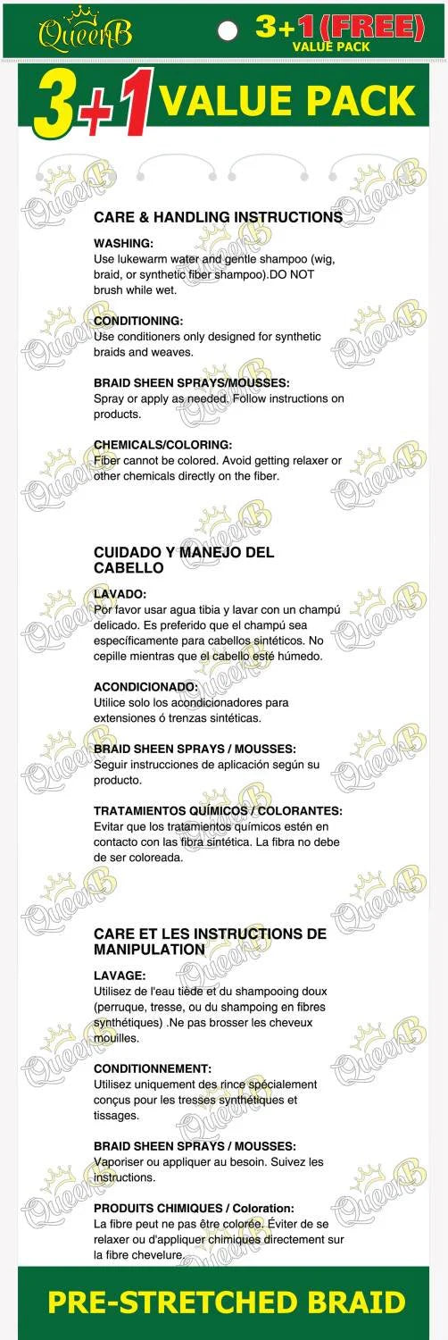 Queen B Synthetic Pre‑Stretched Braiding Hair 4X – 50 Inch