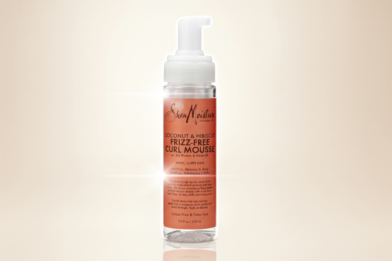 SheaMoisture Coconut & Hibiscus Frizz‑Free Curl Mousse – 7.5 oz | Lightweight Curl‑Defining Mousse for Wavy & Curly Hair