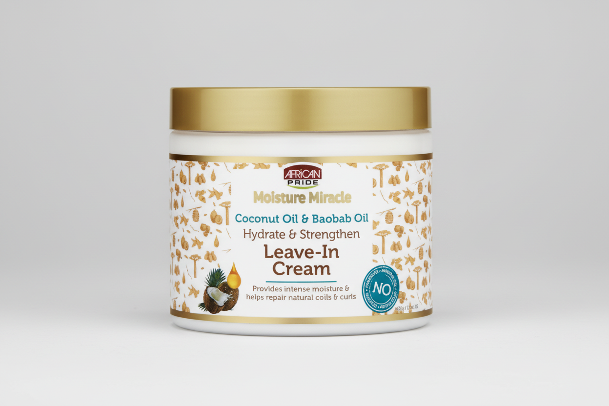 African Pride Moisture Miracle Leave-In Cream with Baobab Oil; Coconut Oil 15oz