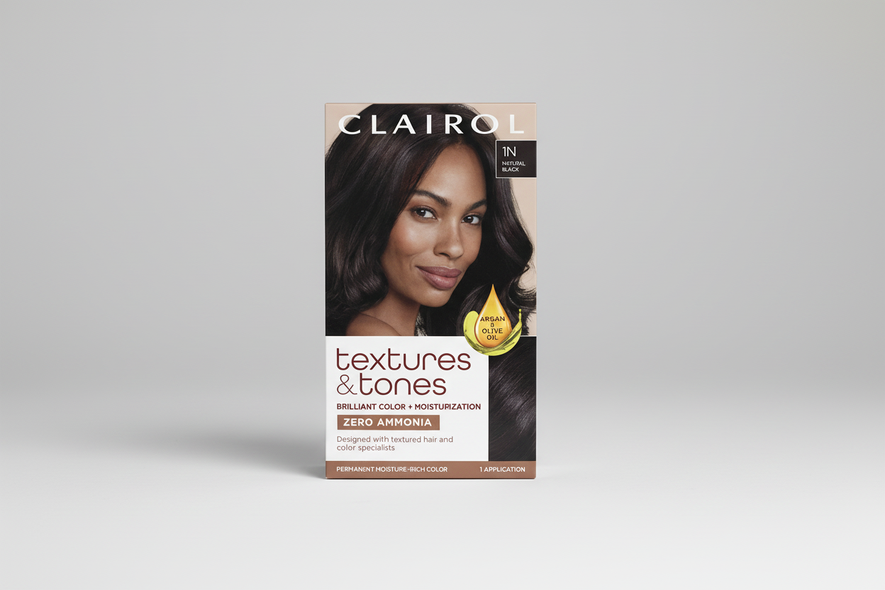 Clairol Textures & Tones 1N – Natural Black Permanent Hair Color