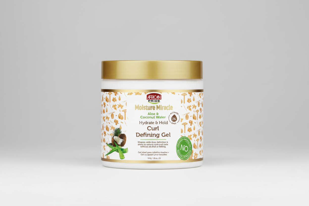 African Pride Moisture Curl Defining Gel, Hydrating & Frizz Control Styling Gel