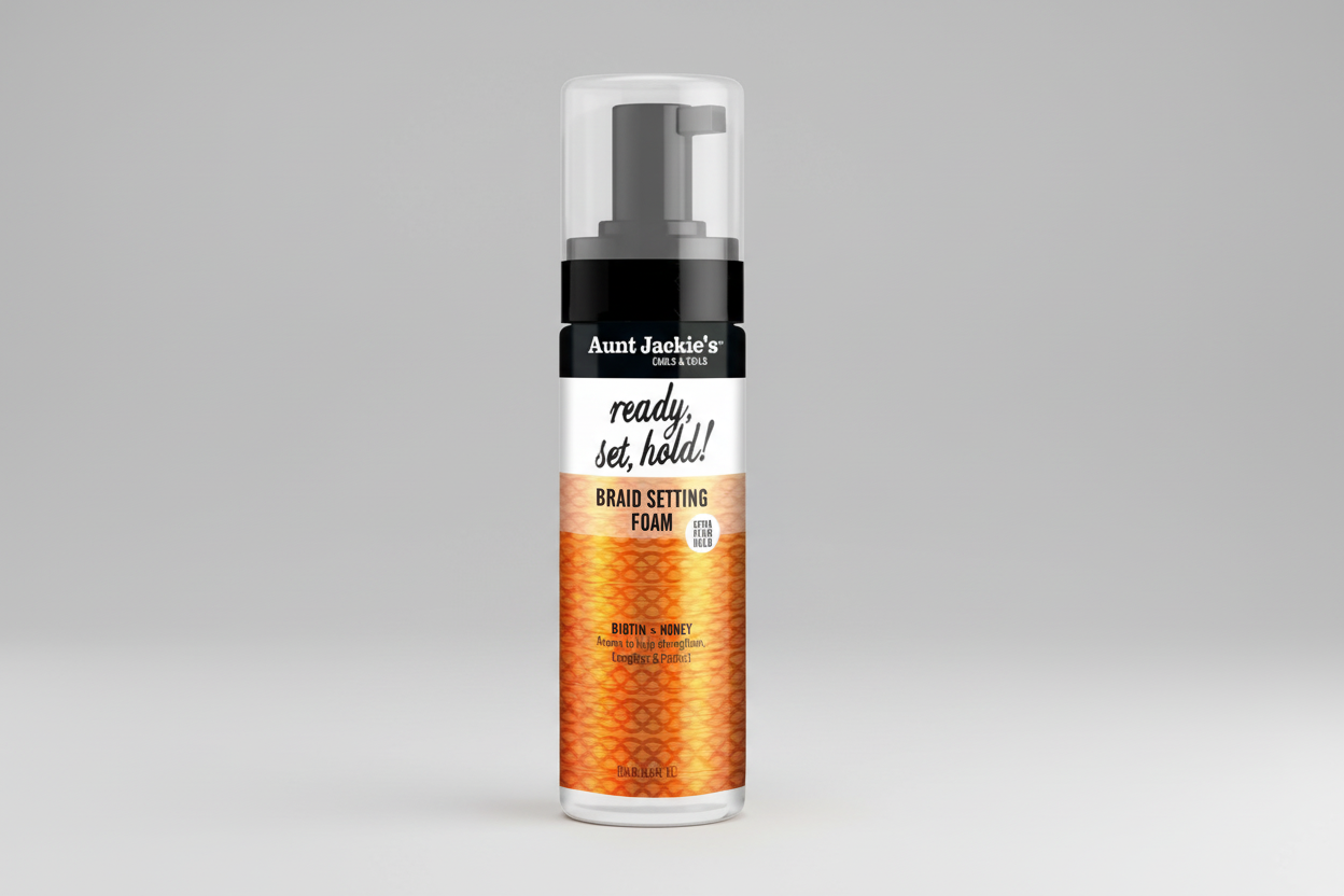 Aunt Jackie’s Biotin & Honey Braid Setting Foam – Strengthening Foaming Mousse for Braids, Twists & Protective Styles
