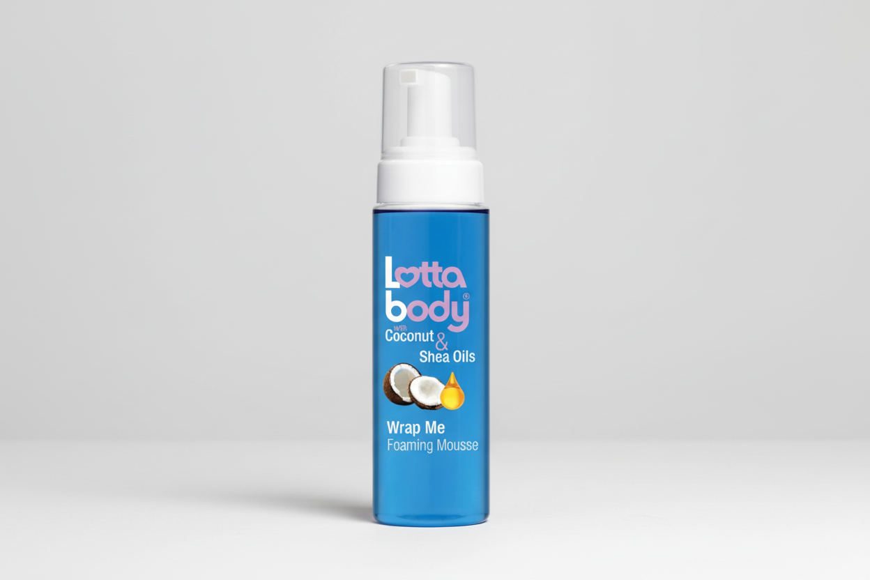 Lotta Body Coconut & Shea Wrap Me Foaming Mousse – 7 oz | Lightweight Setting Foam for Wraps, Curls & Frizz Control