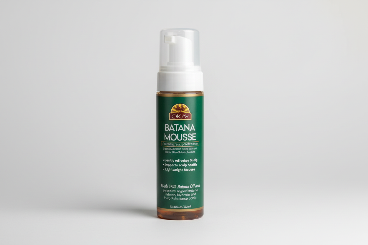 OKAY Batana Hair Mousse – 7.5 oz | Volumizing & Strengthening Styling Foam for Damaged & Weak Hair
