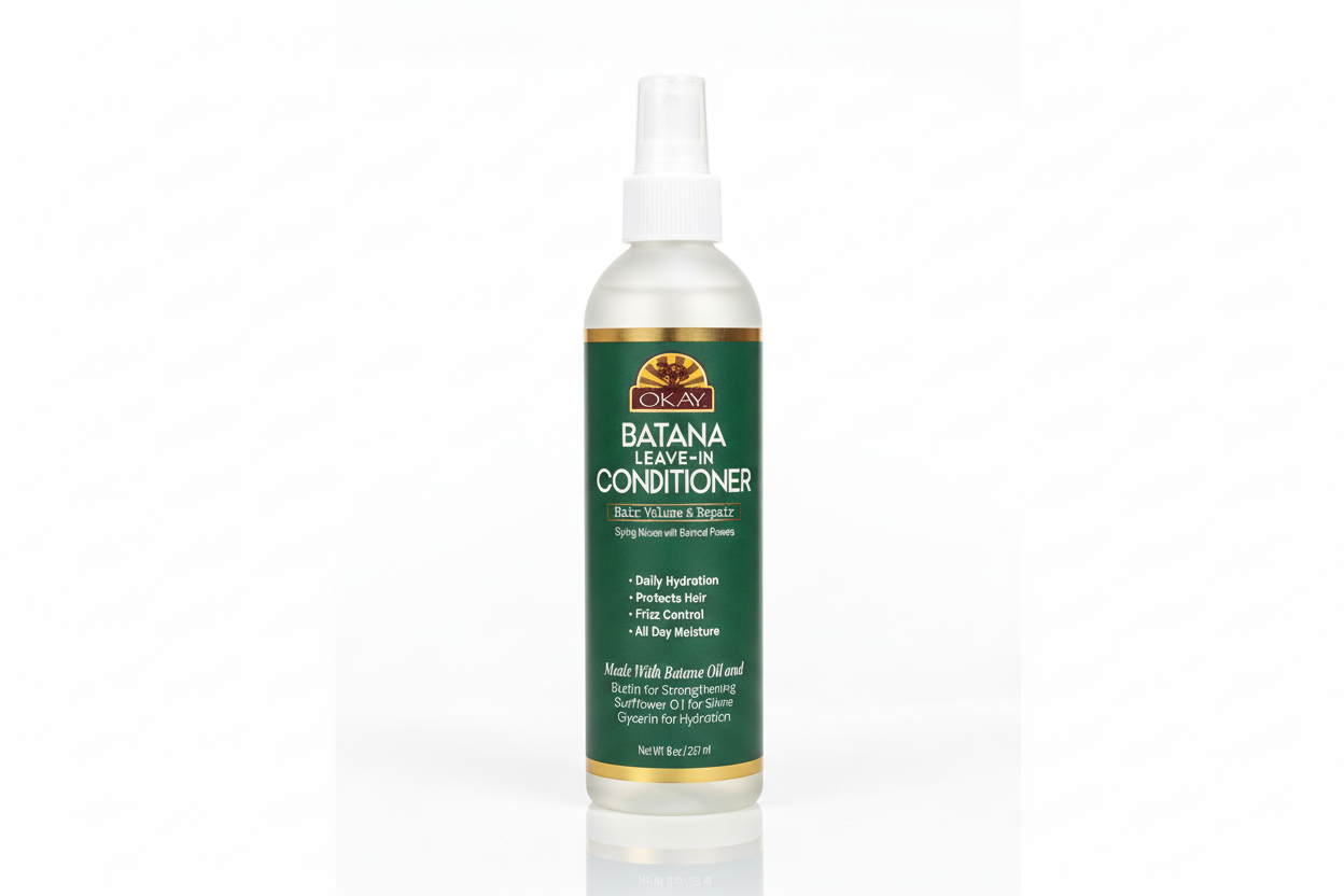 OKAY Batana Leave‑In Conditioner – 8 oz | Daily Hydration, Frizz Control & Hair Repair with Batana Oil