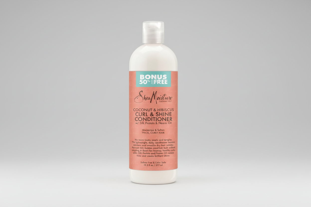 Shea Moisture Coconut & Hibiscus Curl & Shine Conditioner – 19.8oz Bonus Size | Moisturizing & Anti‑Frizz Conditioner for Thick