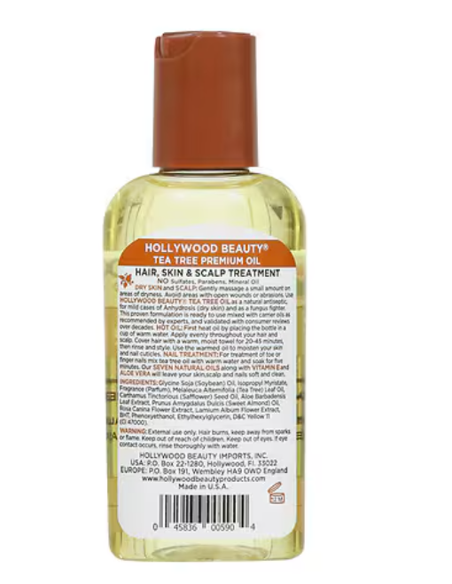 Hollywood Beauty Tea Tree Premium Oil – Natural Hair & Scalp Treatment