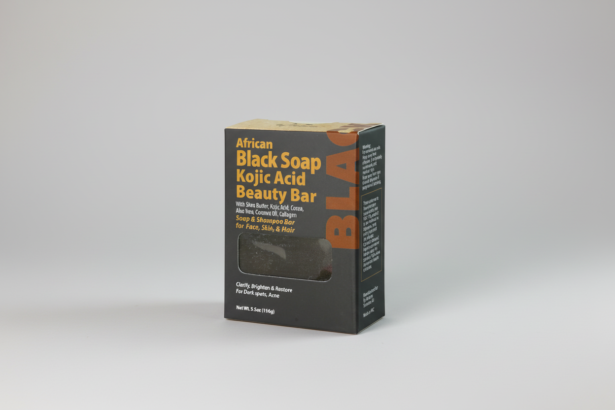 BYN Kojic Acid Beauty Bar with Black Soap – 5.5 oz | Skin Brightening & Clarifying Soap