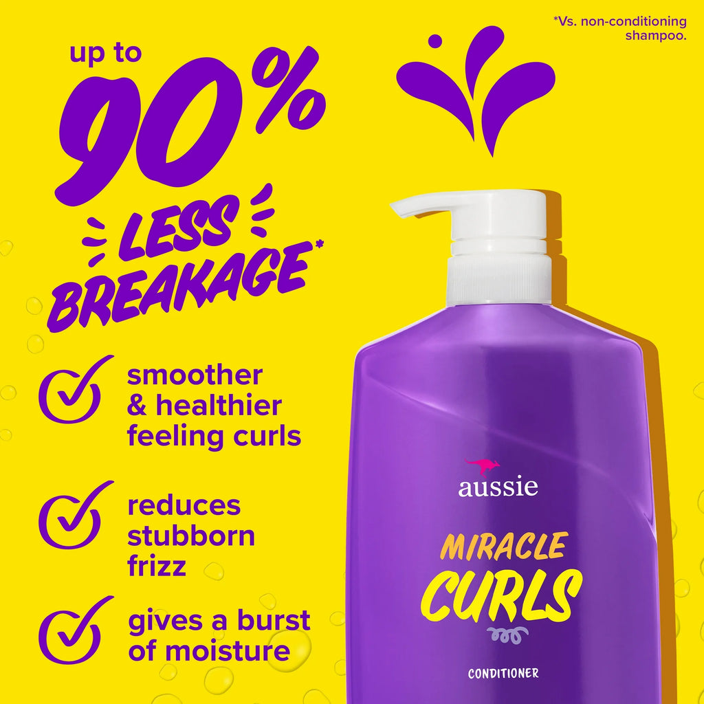 Aussie Miracle Curls Shampoo with Coconut Oil, 26.2 fl oz Moisturizing Shampoo for Curly Hair