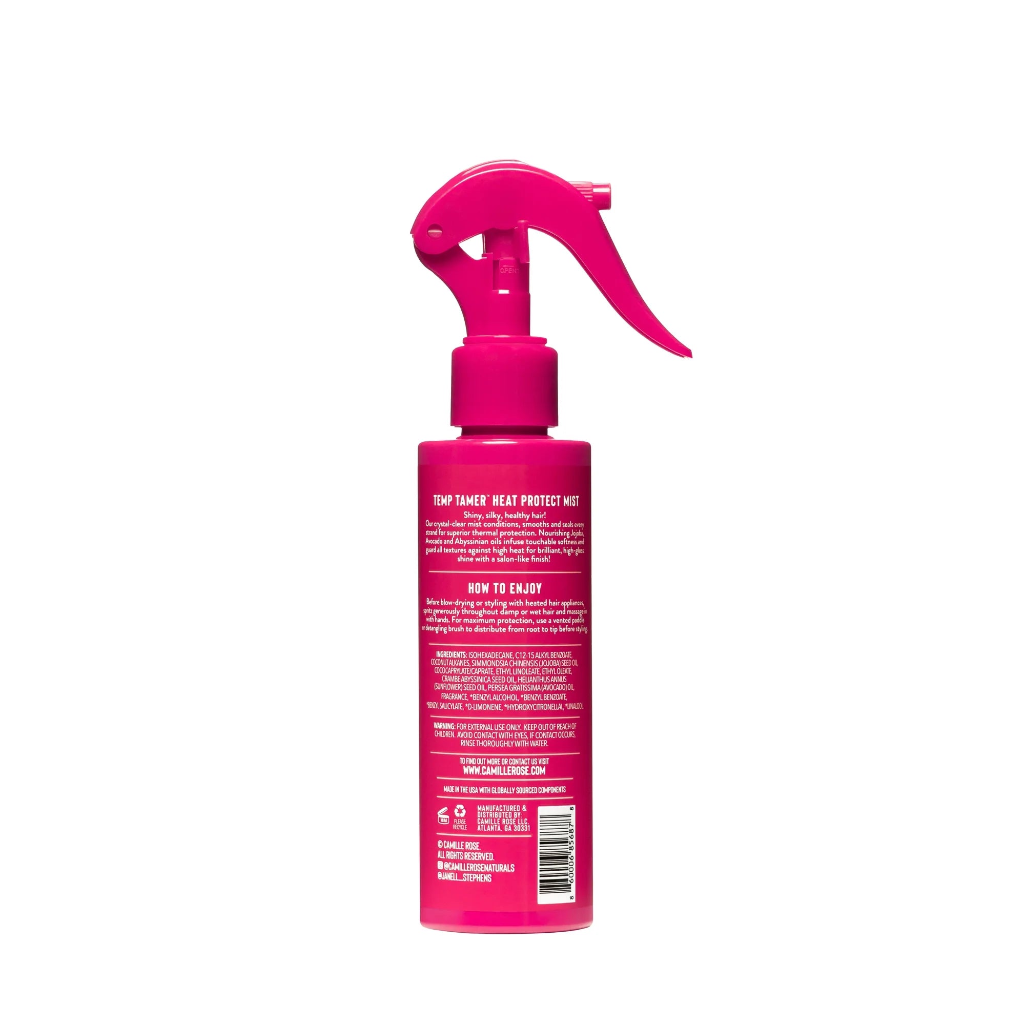 Camille Rose Temp Tamer Heat Protect Mist, 5 fl oz Lightweight Thermal Shield for Hair