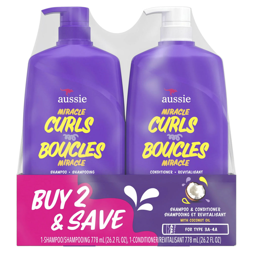 Aussie Miracle Curls Shampoo with Coconut Oil, 26.2 fl oz Moisturizing Shampoo for Curly Hair