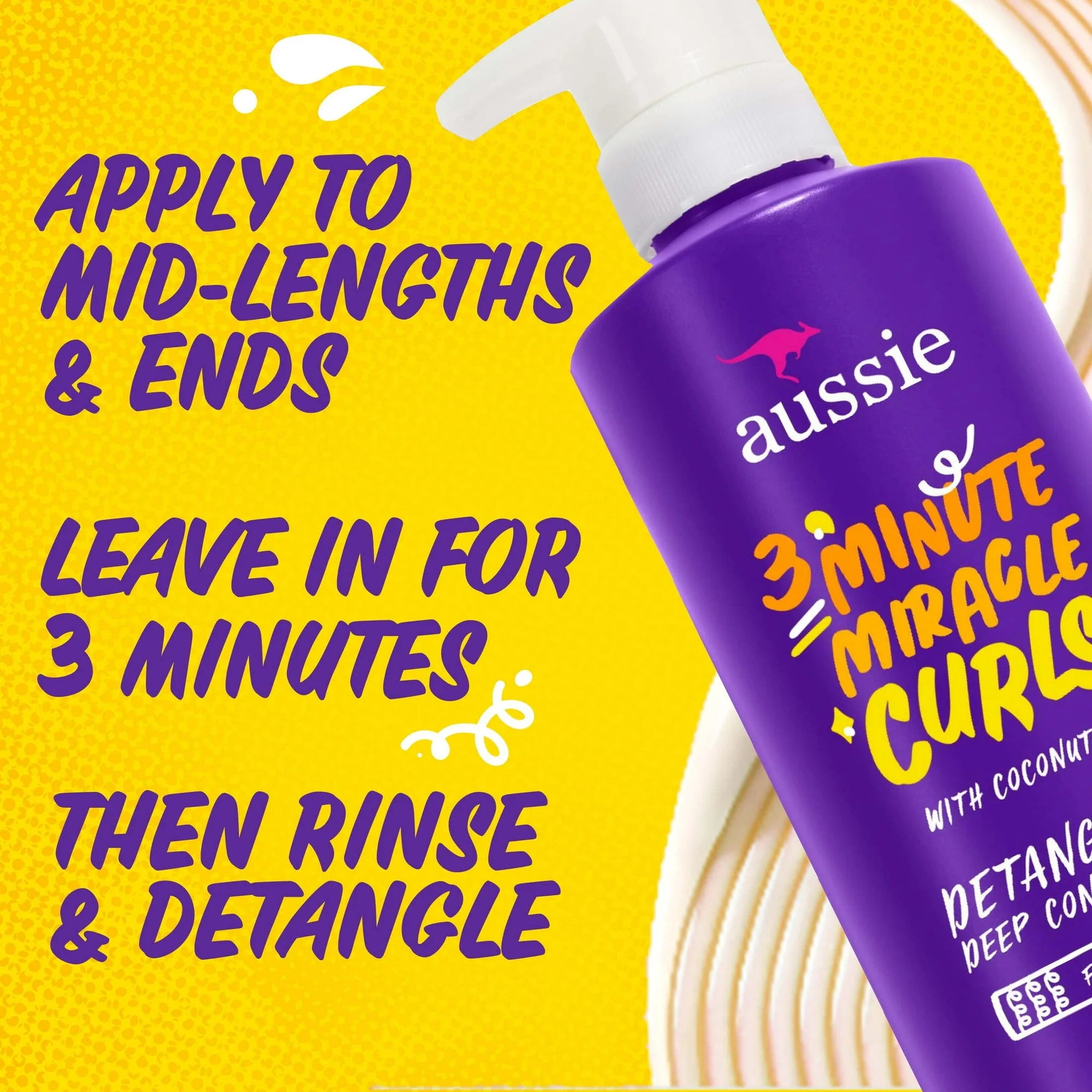 Aussie 3 Minute Miracle Curls Deep Conditioner with Coconut Oil, 16 fl oz Moisturizing Curl Treatment