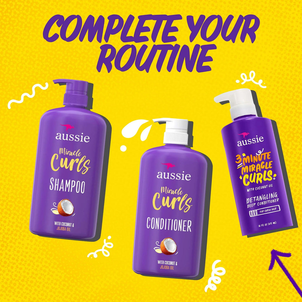 Aussie 3 Minute Miracle Curls Deep Conditioner with Coconut Oil, 16 fl oz Moisturizing Curl Treatment