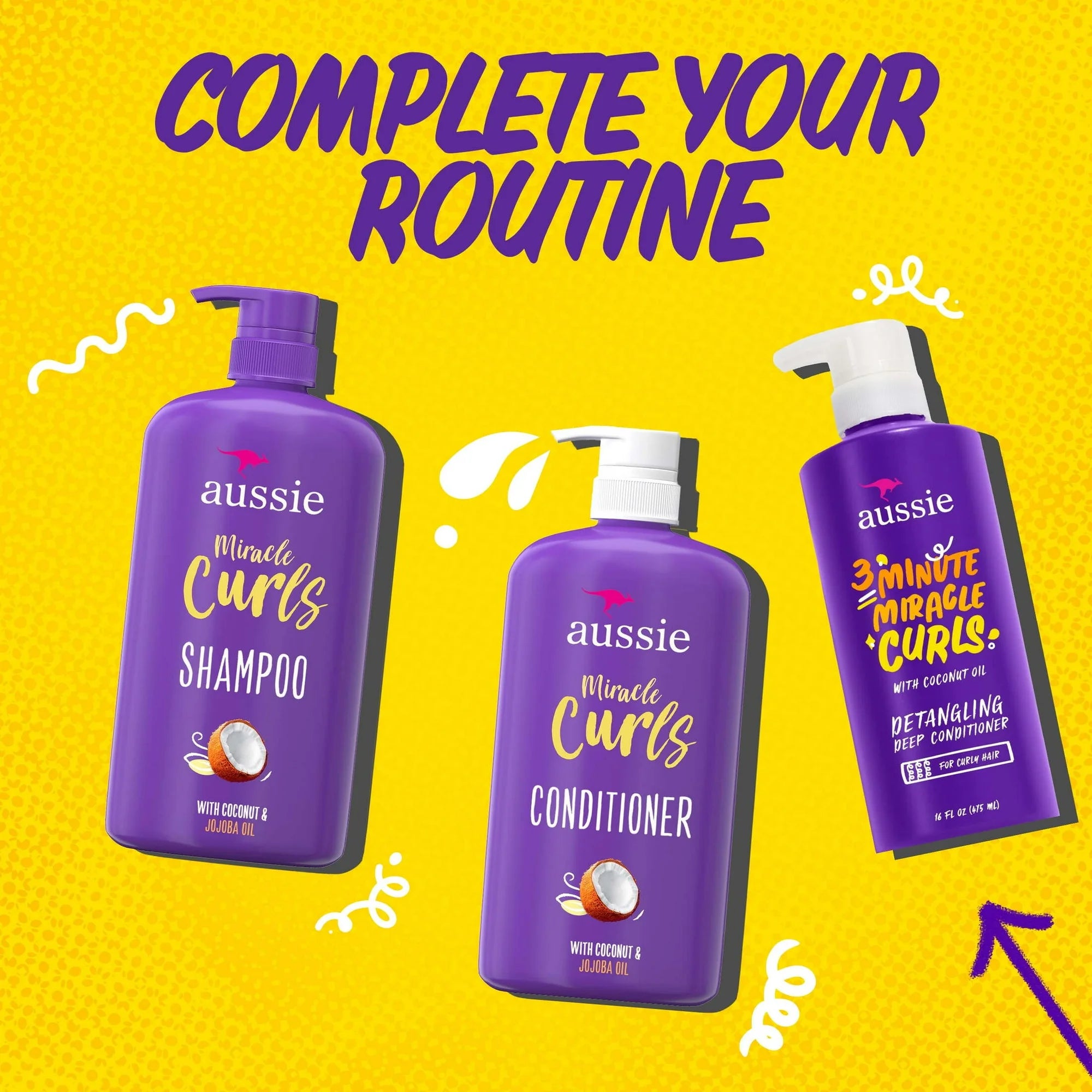 Aussie 3 Minute Miracle Curls Deep Conditioner with Coconut Oil, 16 fl oz Moisturizing Curl Treatment