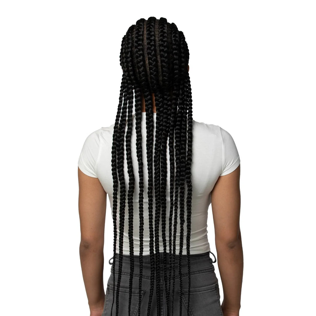 QueenB Full Lace Wig 36" – Natural-Look Ghana Braids with Crown Design