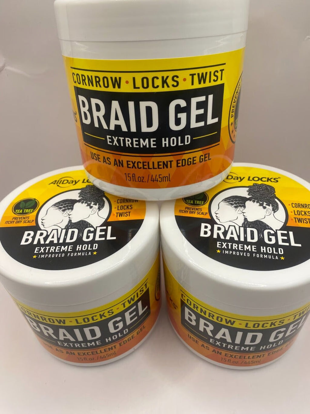 AllDay Locks Braid Gel Extreme Hold - 15 oz / 445 ml for Cornrows, Braids, Locks & Twists