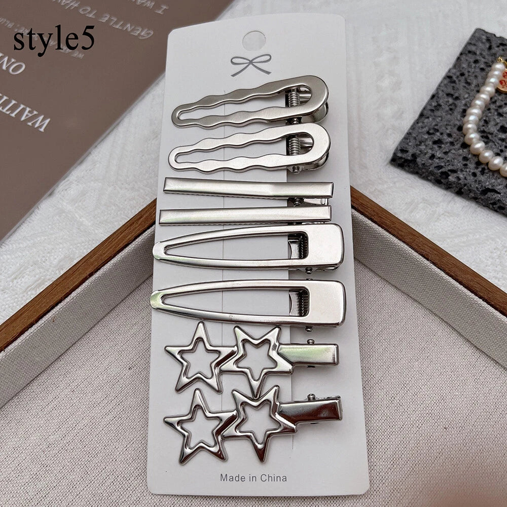 Hair Snap Clips 8 Pieces – Metal Snap Hair Barrettes for Women & Girls Everyday Styling